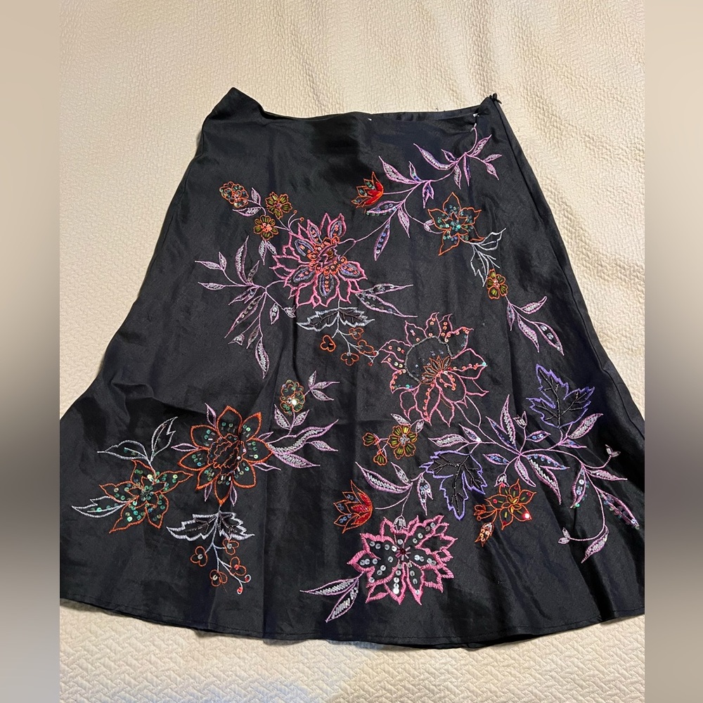 Anne Carson linen beaded a line skirt lined.size 8